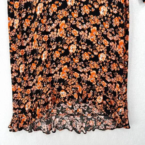 BAUM UND PFERDGARTEN Ani Tie Neck Midi Dress Womens 34 XS Navy Orange NWT